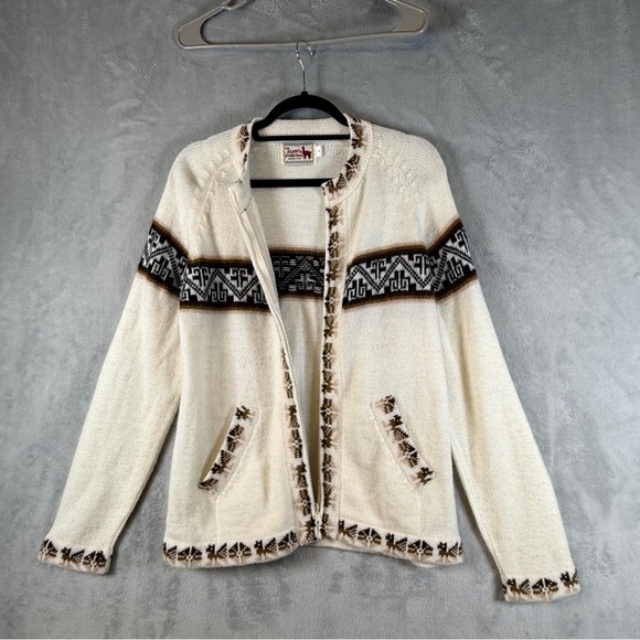 Alpaca Wool Sweater Size Medium Full Zip Top Pockets Lightweight - Picture 3 of 6